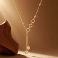 18K Gold Minimalist Luxury Versatile Long Tassel Diamond Circle Pendant Necklace