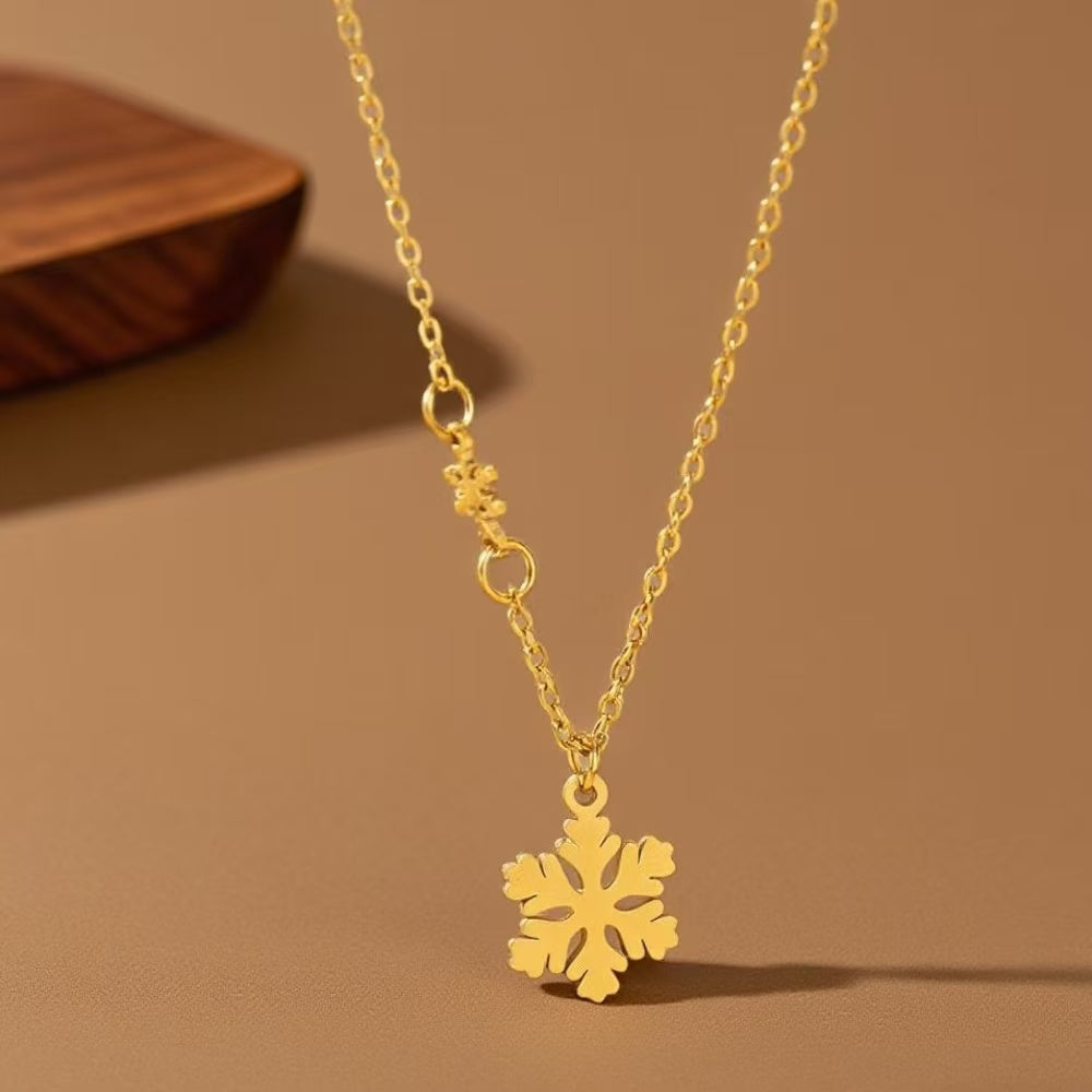 18K Gold Niche Versatile Luxury Snowflake Necklace