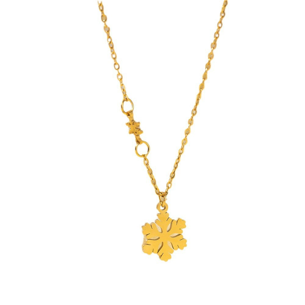 18K Gold Niche Versatile Luxury Snowflake Necklace
