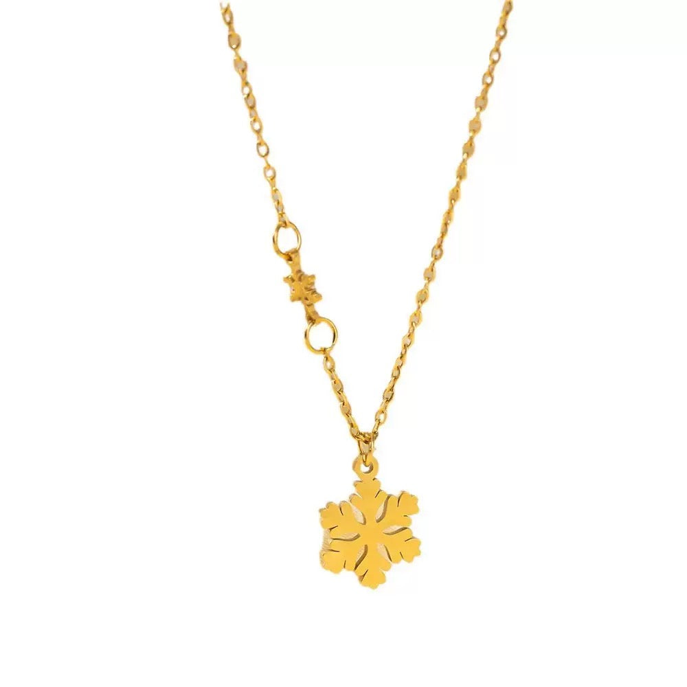 18K Gold Niche Versatile Luxury Snowflake Necklace