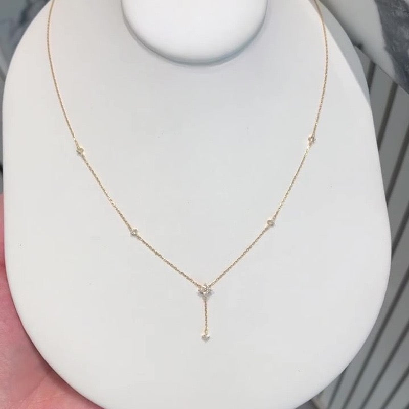18K Gold INS Light Luxury Star Zircon Necklace, Dainty Clavicle Chain for Women