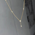 18K Gold INS Light Luxury Star Zircon Necklace, Dainty Clavicle Chain for Women