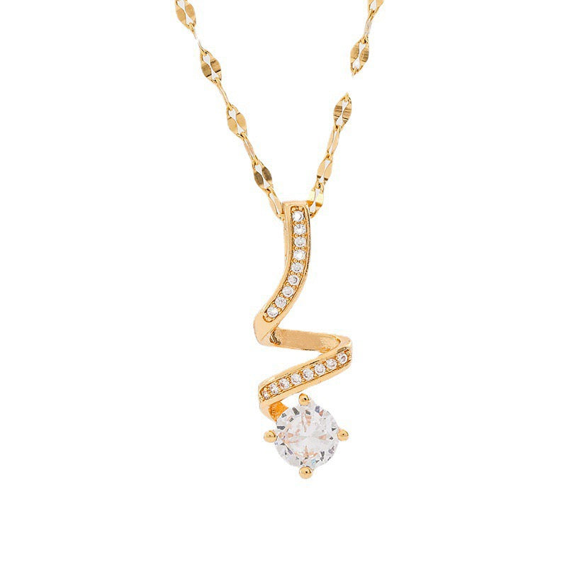 18K Gold Geometric Rotating Necklace, Light Luxury Minimalist Clavicle Chain