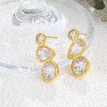 18K Gold Vintage Three CZ Stud Earrings