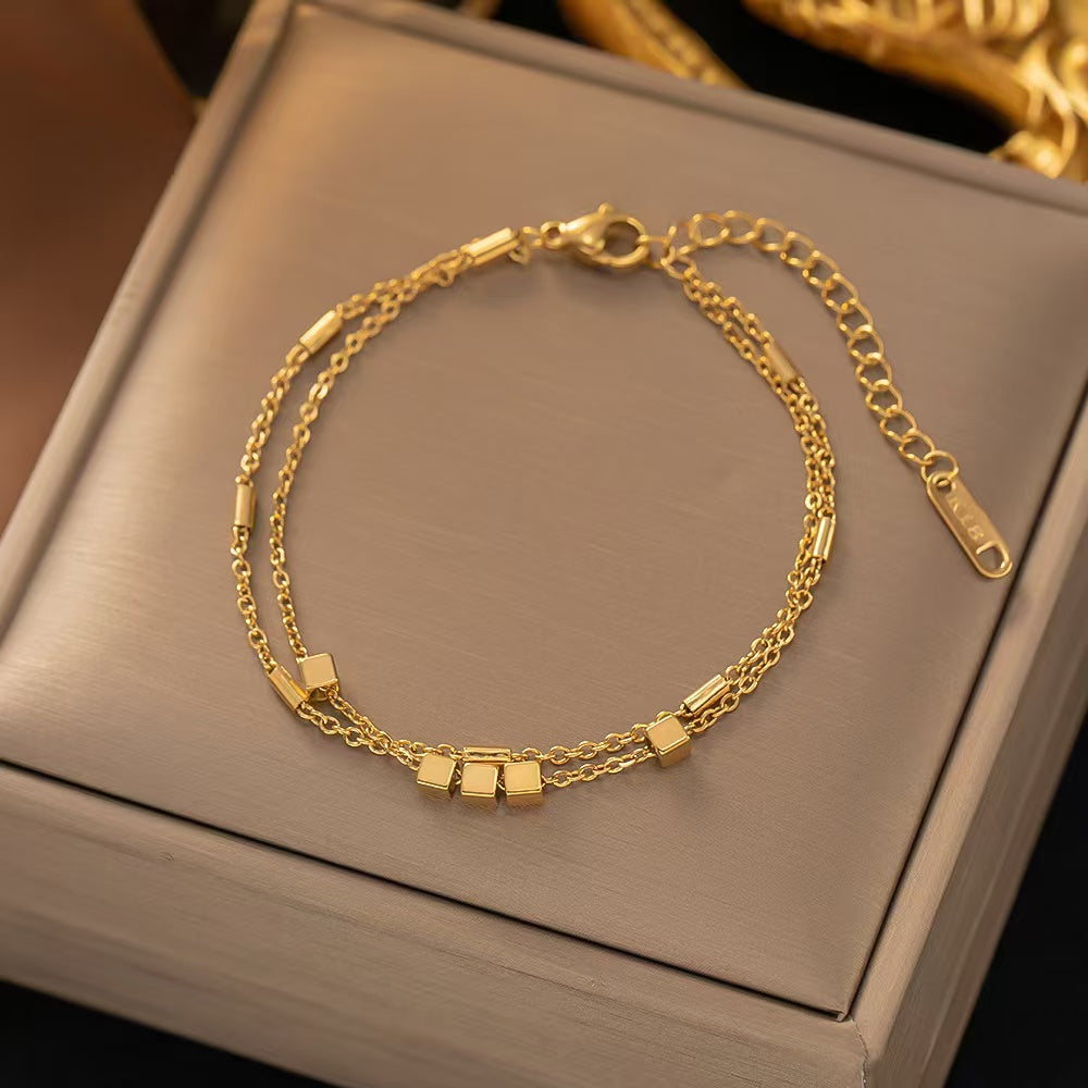 8K gold versatile two-layer ins-style bracelet
