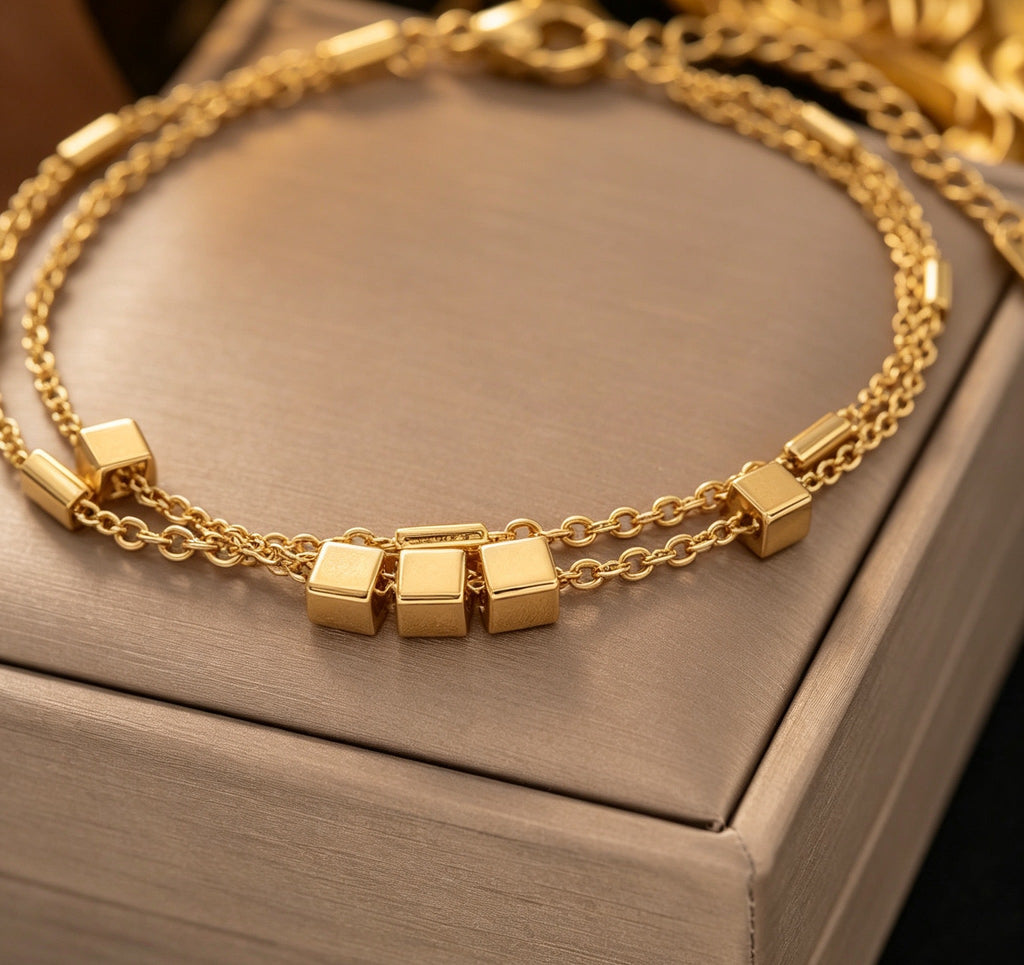 8K gold versatile two-layer ins-style bracelet