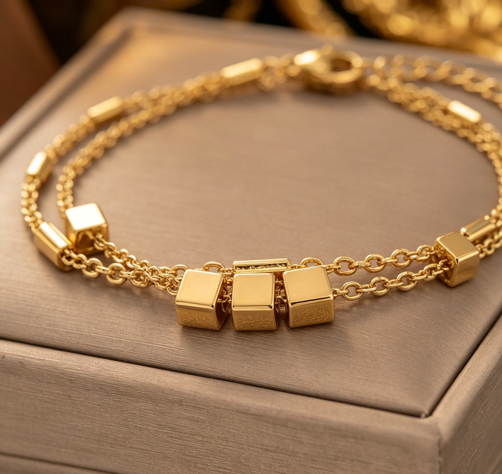 8K gold versatile two-layer ins-style bracelet