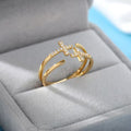 18K Gold Paved Zircon Leaf Open Ring