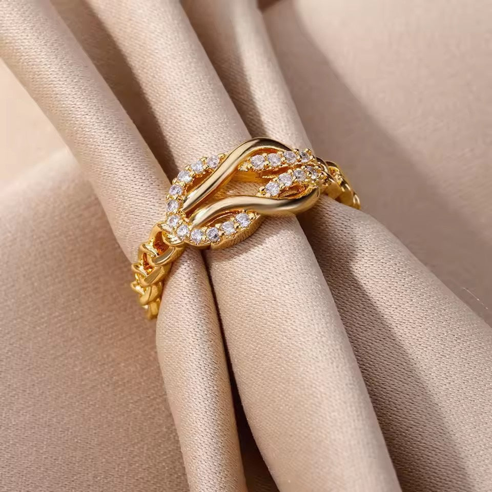 18K Gold Zircon Luxury Open Ring