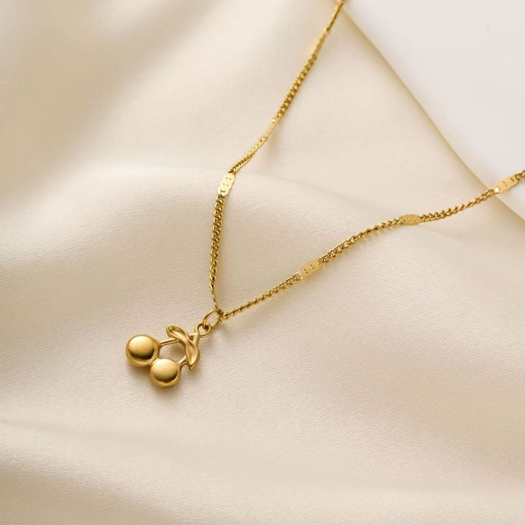 18K Gold Mini Cherry Pendant Necklace