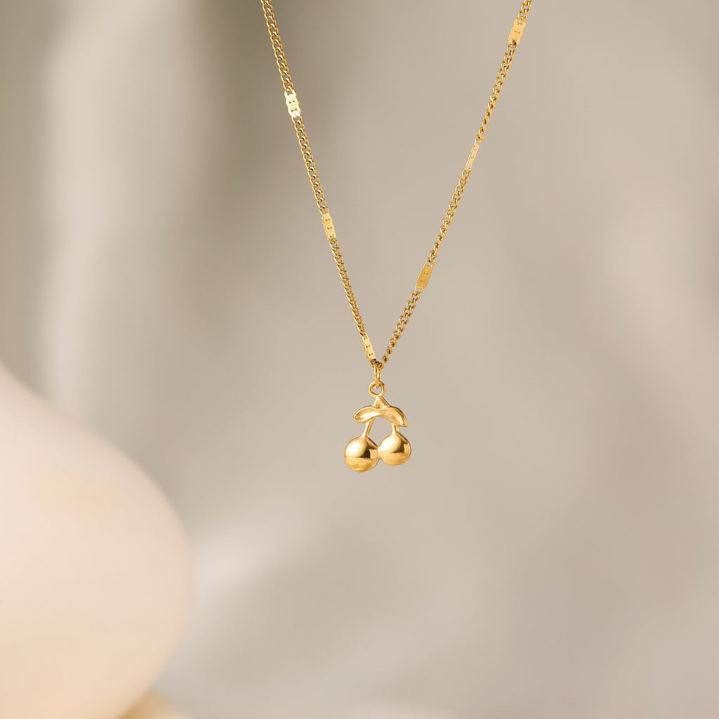 18K Gold Mini Cherry Pendant Necklace