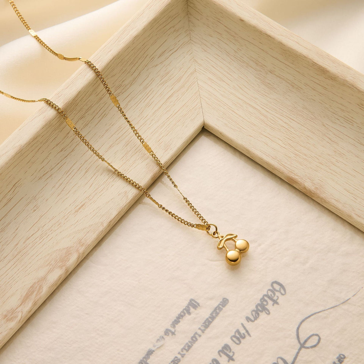 18K Gold Mini Cherry Pendant Necklace
