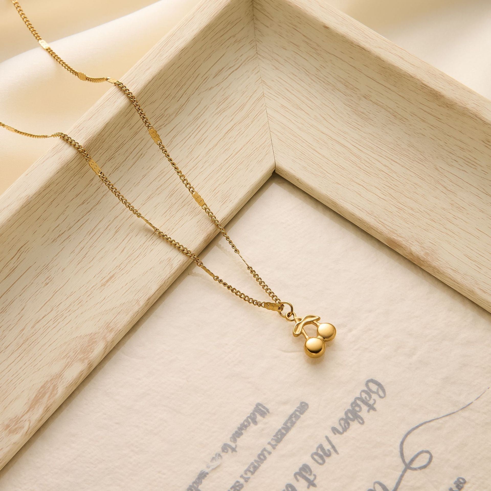 18K Gold Mini Cherry Pendant Necklace
