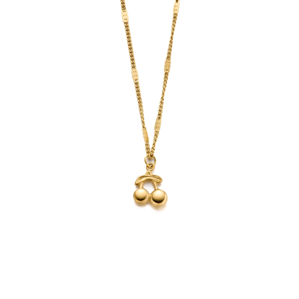 18K Gold Mini Cherry Pendant Necklace