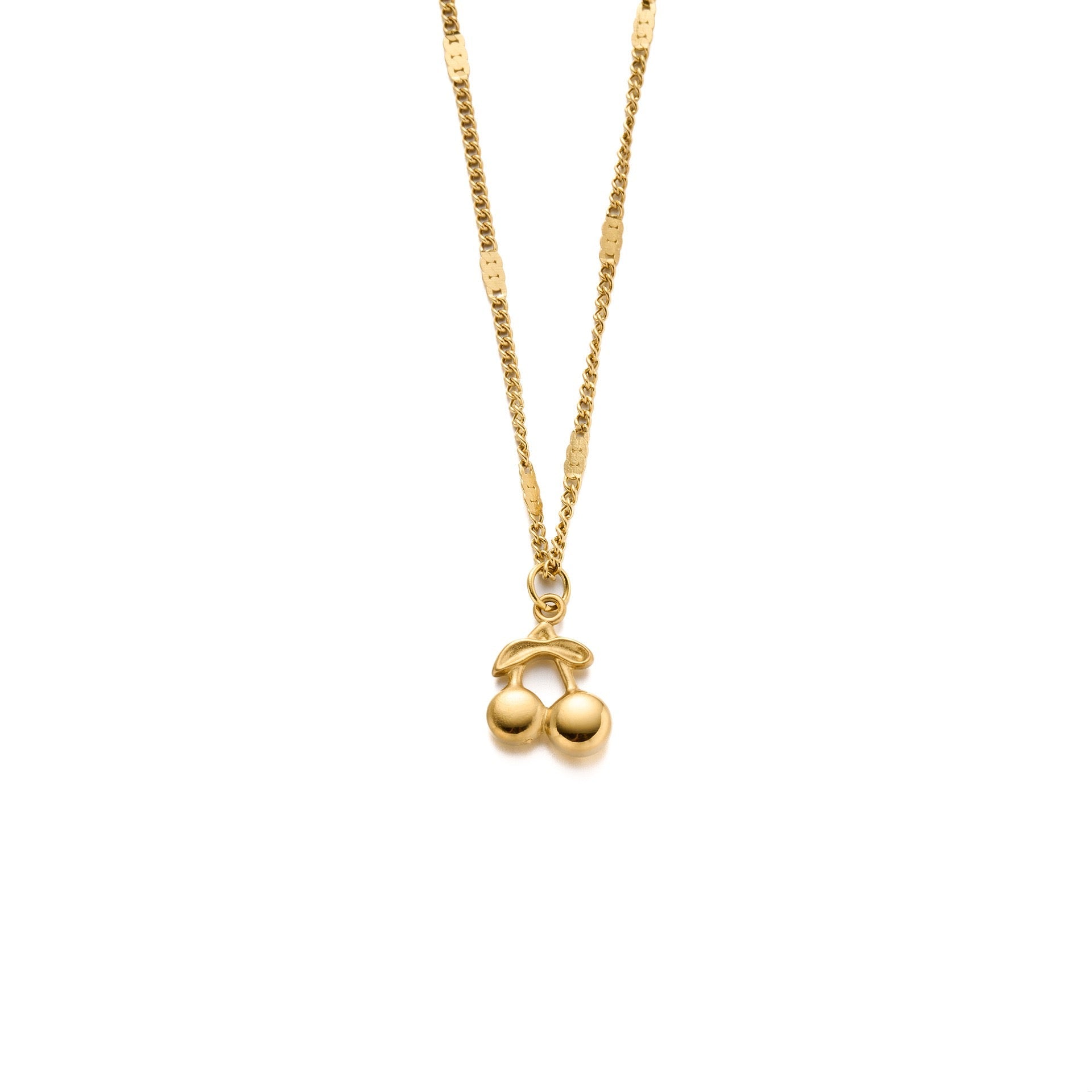 18K Gold Mini Cherry Pendant Necklace