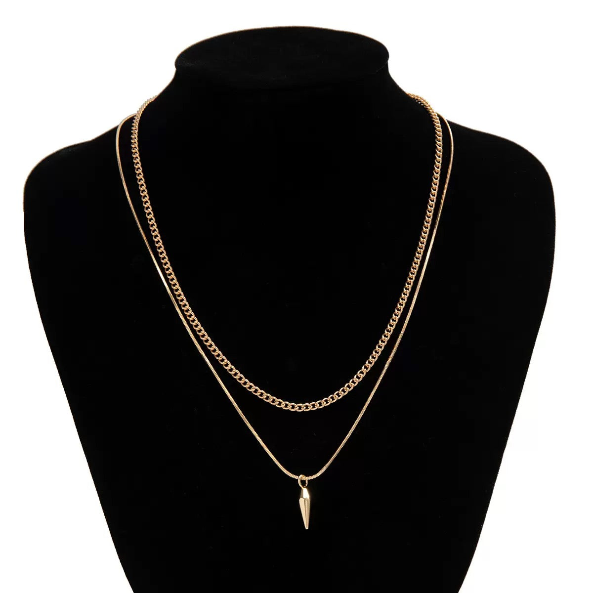 18K Gold Stud Layered Men Necklace