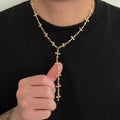 18K Gold Cross Y-Shaped Tassel Long Necklace