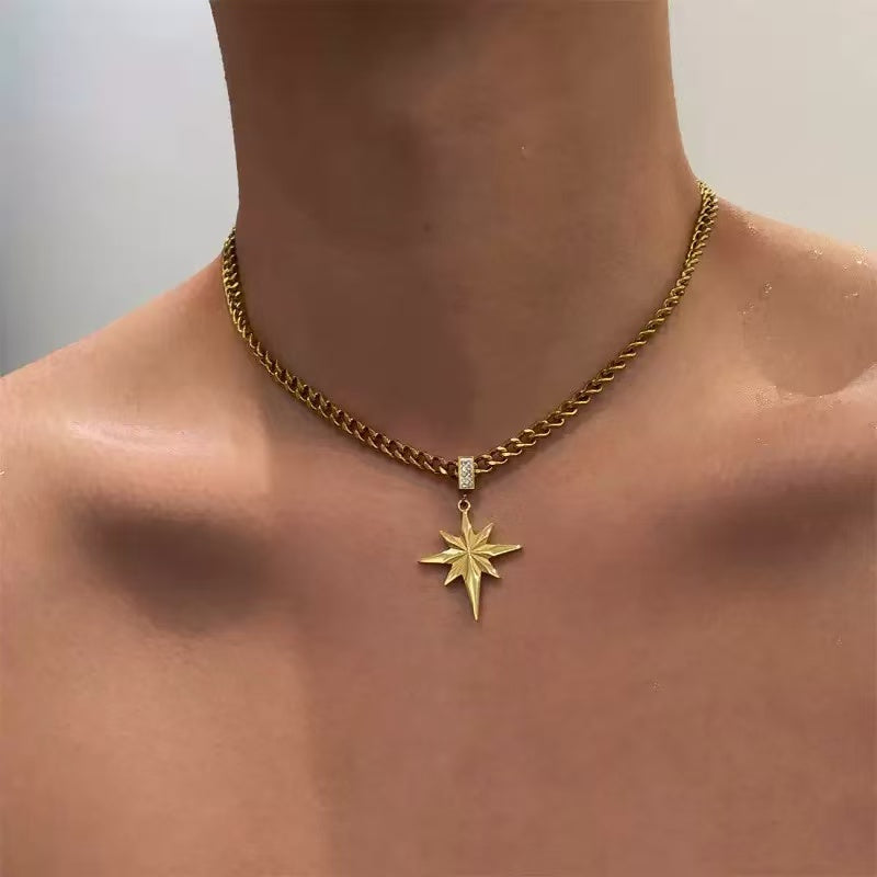 18K Gold French Maple Leaf Men Necklace