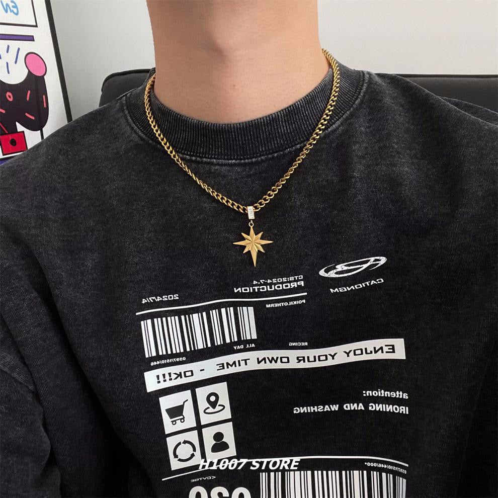18K Gold French Maple Leaf Men Necklace