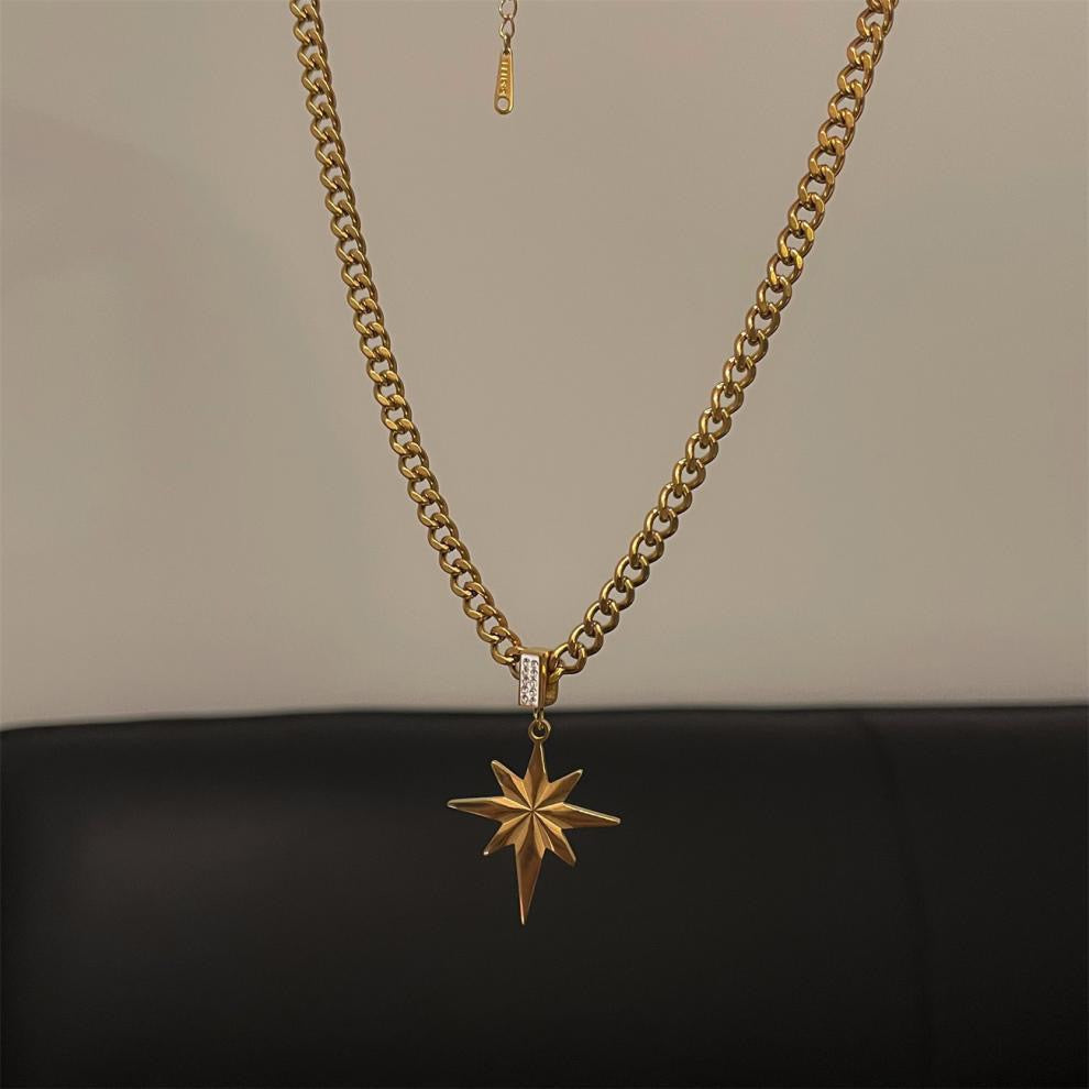 18K Gold French Maple Leaf Men Necklace