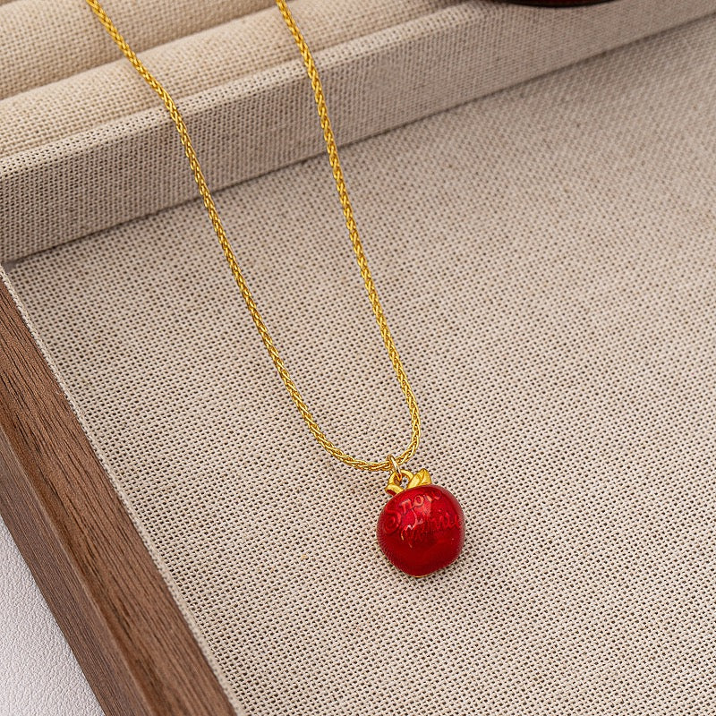 18K Gold 3D Snow White Apple Pendant Necklace
