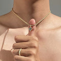 18K Gold Vintage Four Point Lucky Star Unisex Necklace