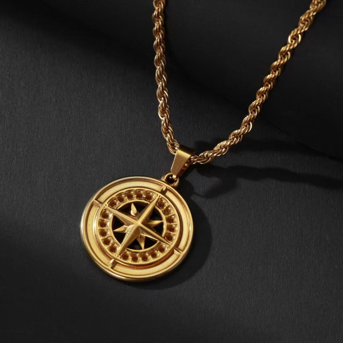18K Gold Compass Minimalist Luxury Necklace
