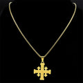 18K Gold Men's Square Cross Pendant Necklace