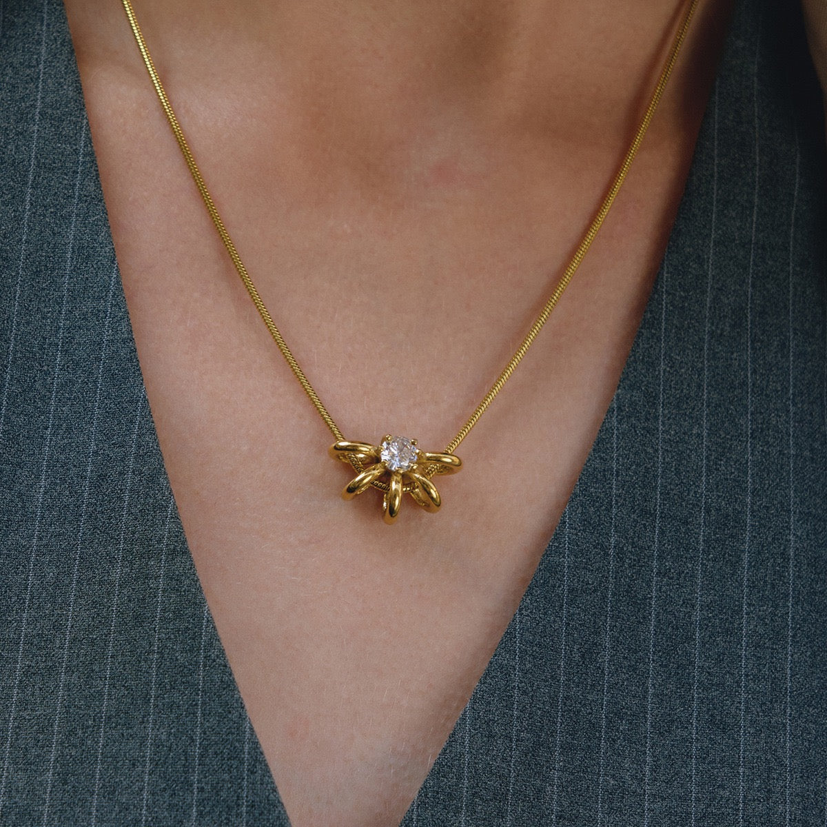 18K Gold Classic Zircon Minimalist Designer Necklace