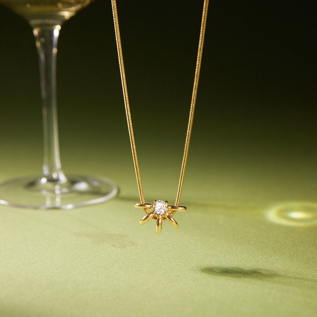 18K Gold Classic Zircon Minimalist Designer Necklace