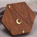 18K Gold Star Moon Tassel Minimalist INS Clavicle Necklace