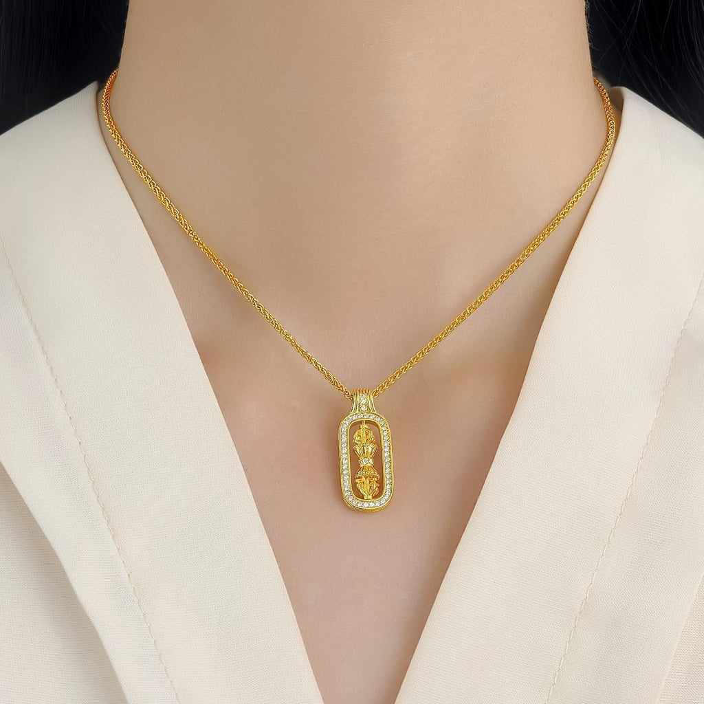 18K Vajra Pendant, Luxury Vintage Rotatable Necklace