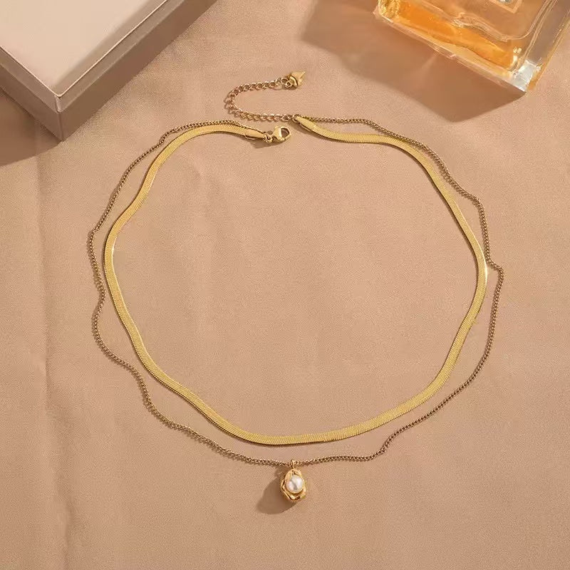18K Gold Stackable Pea Pearl Choker