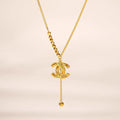 18K Gold Chanel Style Bead Clavicle Necklace