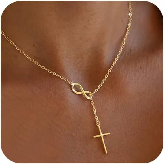 18K Gold No.8 Cross Clavicle Necklace