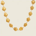 14K Gold Engraved Shell Necklace and Bracelet 2Pcs Set