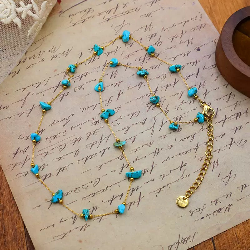 Colorful Natural Handmade Beaded Tassel Necklace