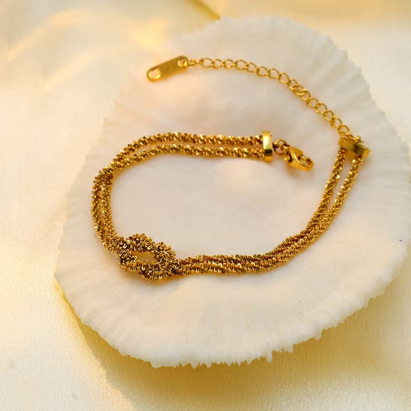 14K Gold Geometric Knot Bracelet