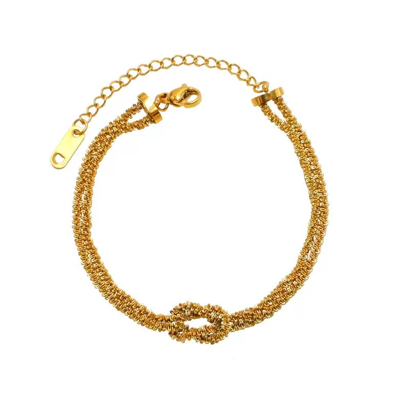 14K Gold Geometric Knot Bracelet