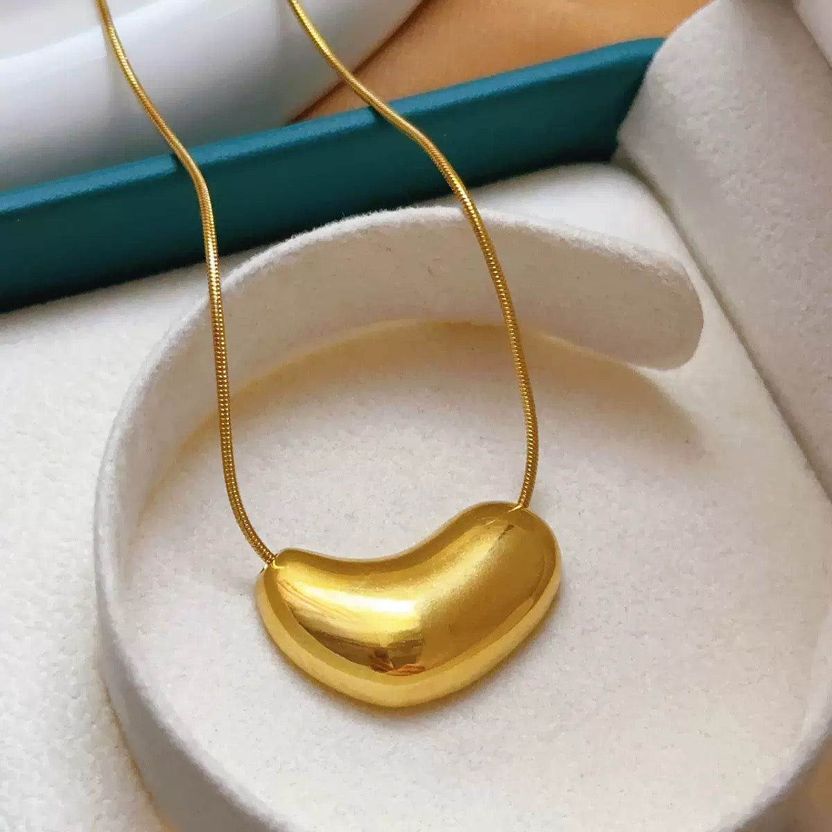 14K Gold Heart Pendant Adjustable Choker