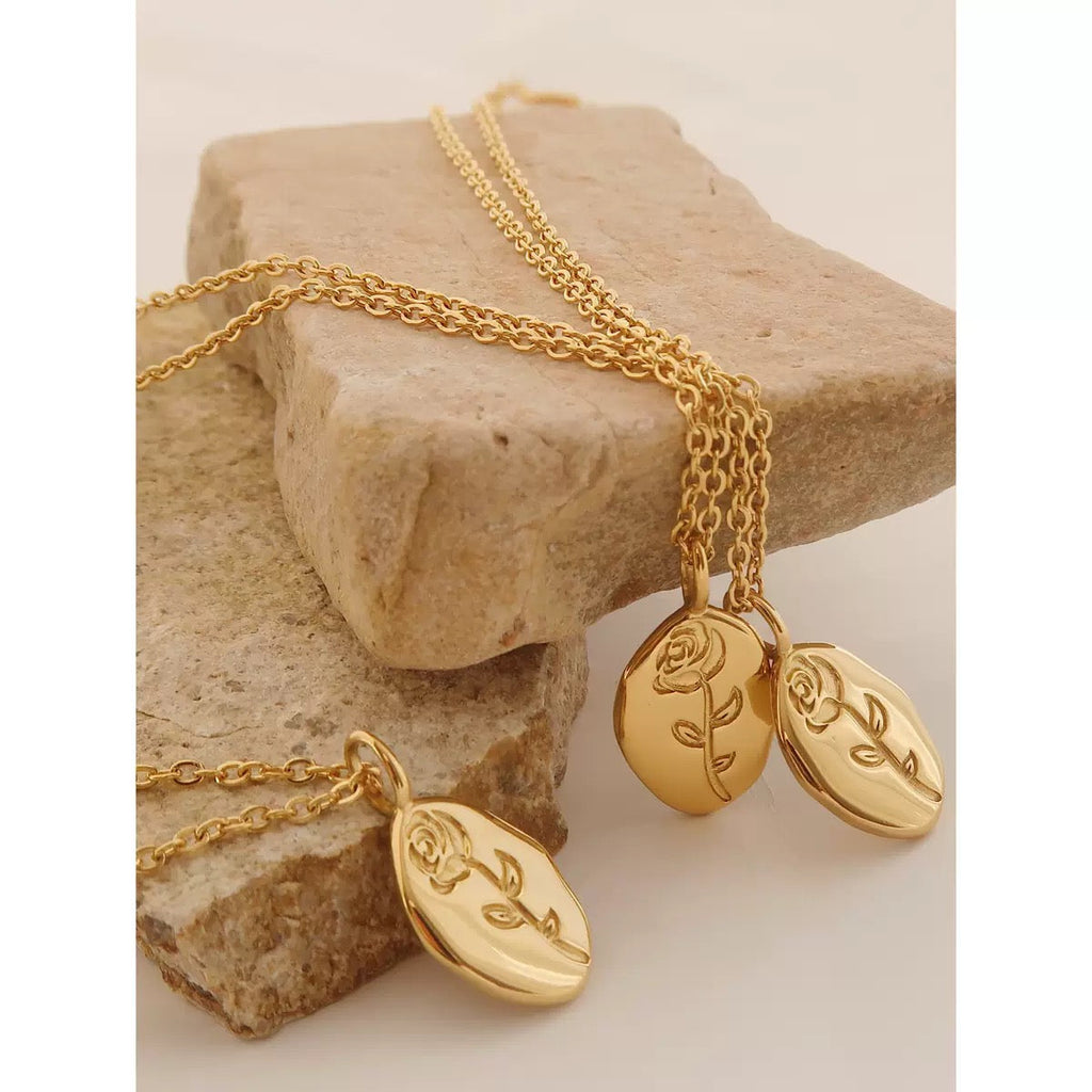 14K Gold Rose Irregular Pendant Choker