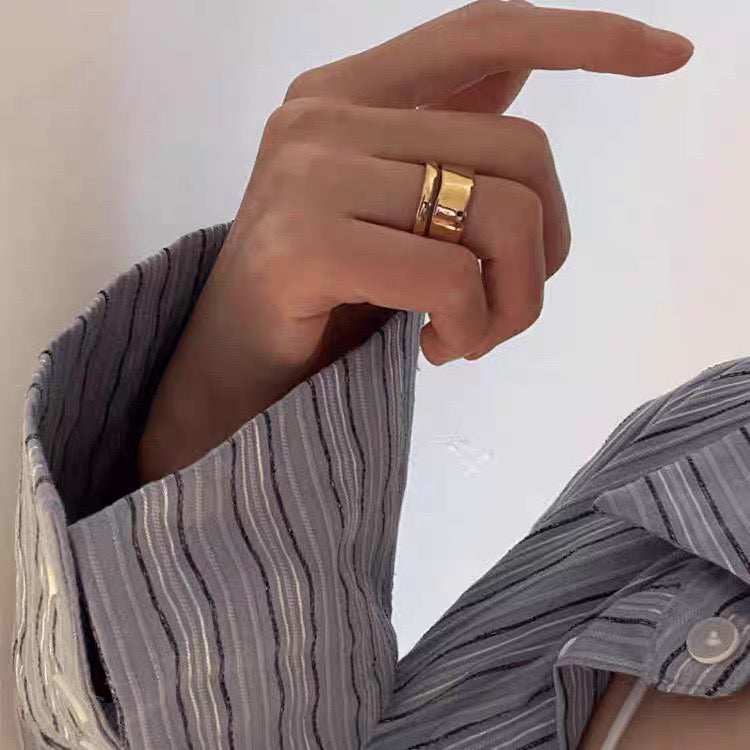 14K Gold Double-Layer Wide Vintage Ring