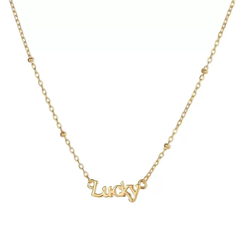 18K Gold Lucky Letter Double-Sided Engraved Choker