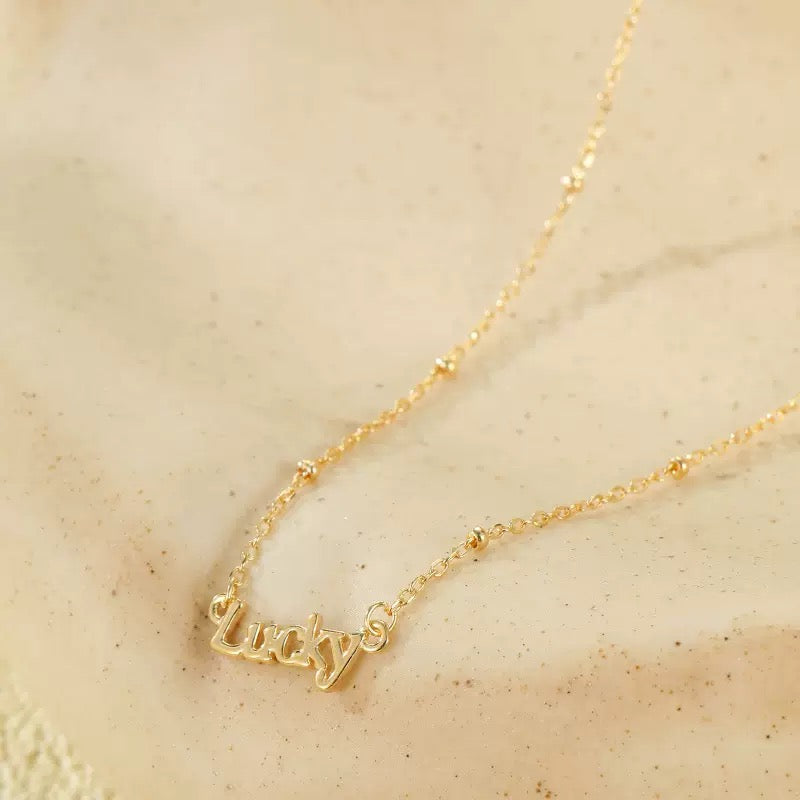 18K Gold Lucky Letter Double-Sided Engraved Choker