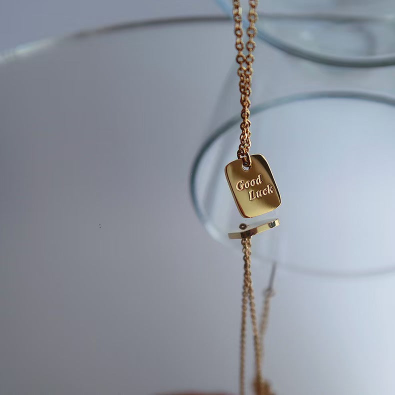 14K Gold Square Good Luck Choker