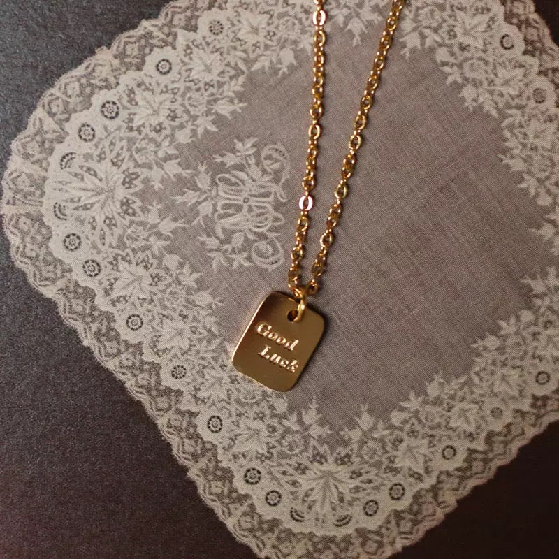 14K Gold Square Good Luck Choker