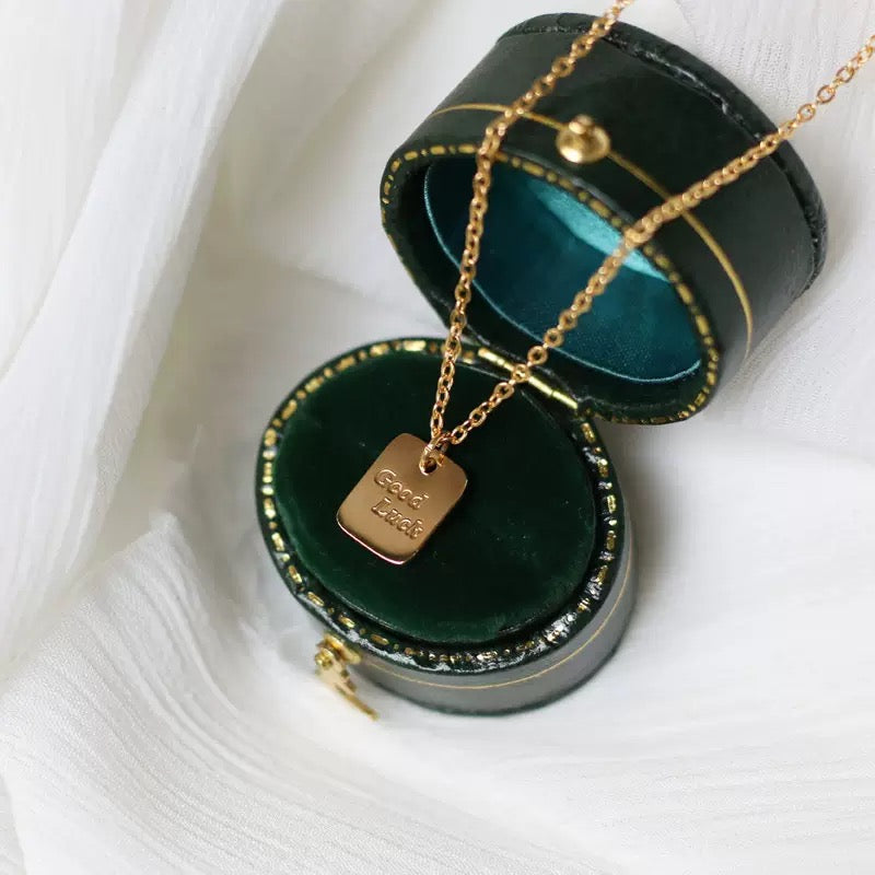 14K Gold Square Good Luck Choker