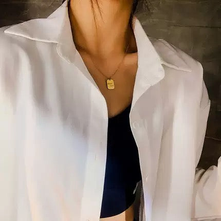 14K Gold Square Good Luck Choker