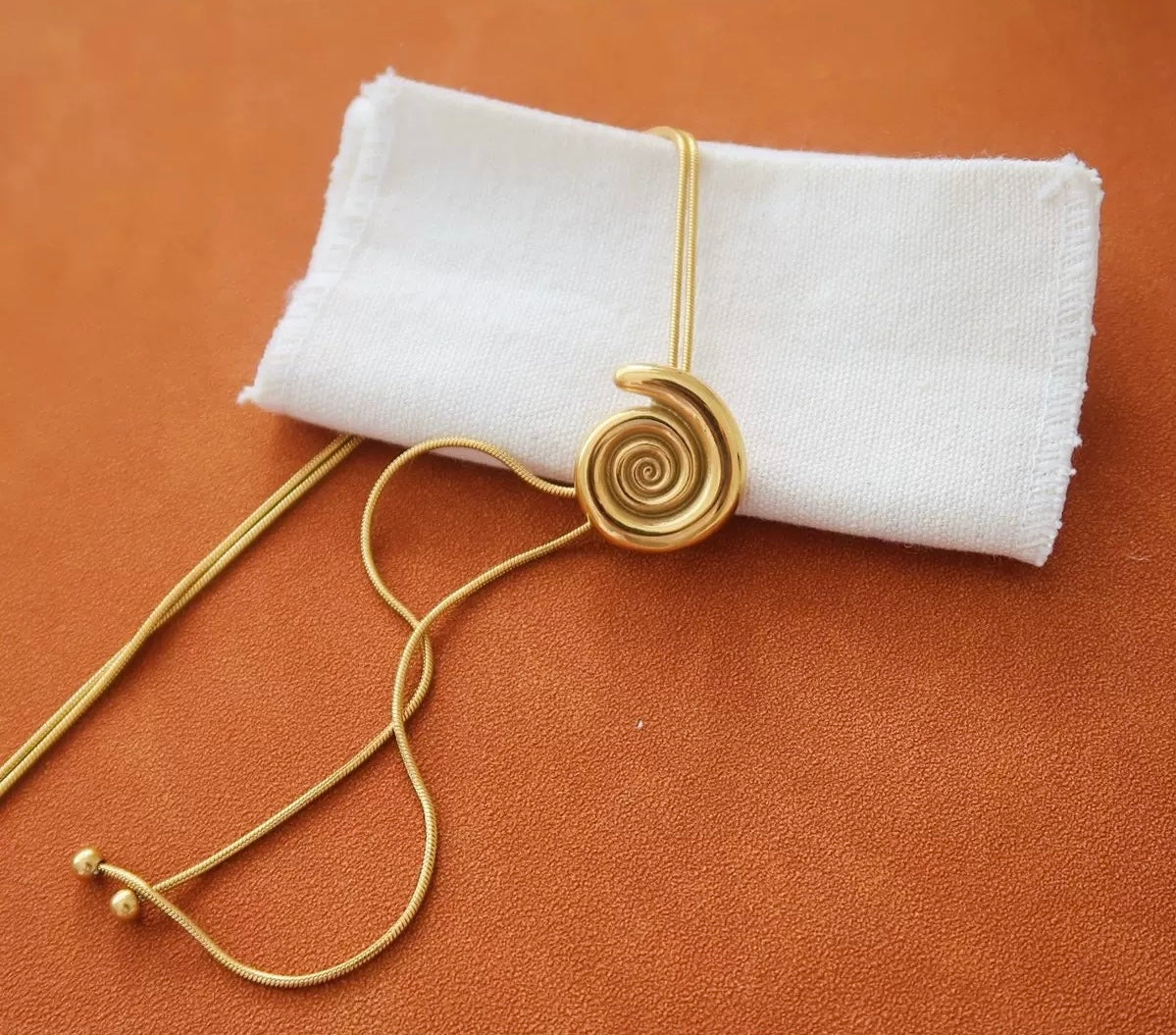 8K Gold Adjustable Thread Coil Minimalist Long Necklace