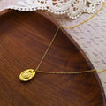 14K Gold Vintage Gold Oval Embossed Necklace